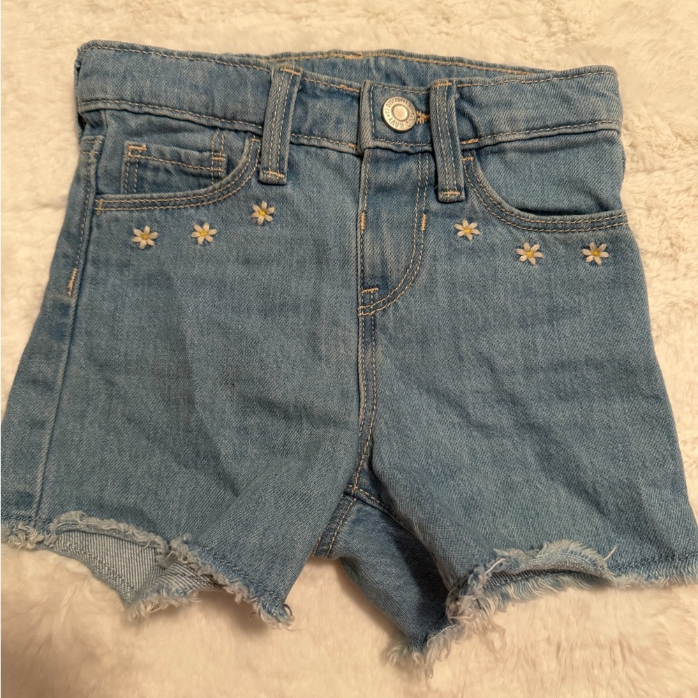 Old Navy Light Blue Denim Shorts with flowers 3T